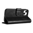 iCarer olajviasz tárca tok 2in1 Cover iPhone 14 Plus Anti-RFID bőr Flip Case, fekete
