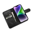 iCarer olajviasz tárca tok 2in1 Cover iPhone 14 Plus Anti-RFID bőr Flip Case, fekete