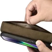 iCarer olajviasz tárca tok 2in1 Cover iPhone 14 Plus Anti-RFID bőr Flip Case, barna