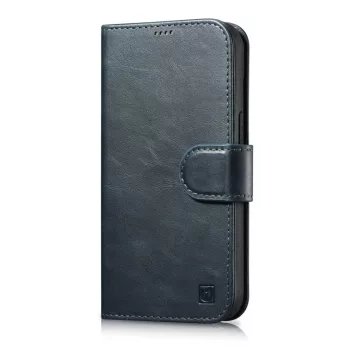   iCarer olajviasz tárca tok 2in1 Cover iPhone 14 Plus Anti-RFID bőr Flip Case, kék