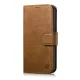 iCarer olajviasz tárca tok 2in1 Cover iPhone 14 Plus Anti-RFID bőr Flip Case, barna