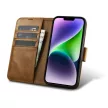 iCarer olajviasz tárca tok 2in1 Cover iPhone 14 Plus Anti-RFID bőr Flip Case, barna