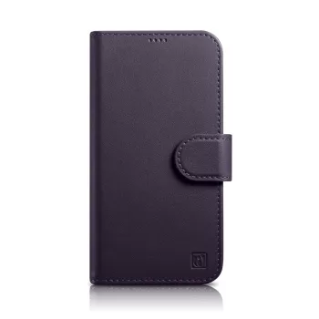   iCarer tárca tok 2in1 tok iPhone 14 bőr Flip Cover Anti-RFID, lila