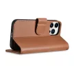 iCarer oldalra nyíló tok 2in1 iPhone 14 Pro bőr Flip Case Anti-RFID, barna