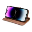 iCarer oldalra nyíló tok 2in1 iPhone 14 Pro bőr Flip Case Anti-RFID, barna