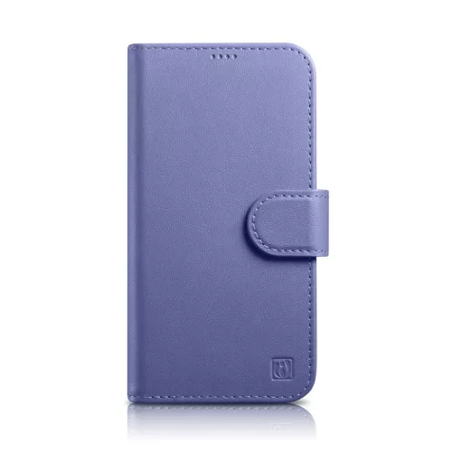 iCarer Wallet Case 2in1 Cover iPhone 14 Pro Anti-RFID bőr Flip Case tok világos, lila