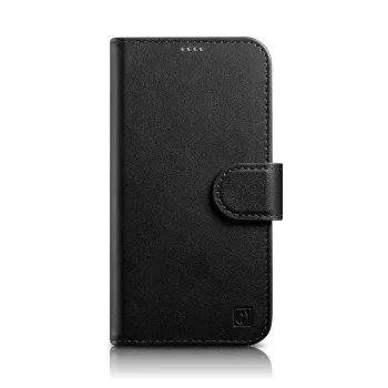  iCarer Wallet Case 2in1 Cover iPhone 14 Plus Anti-RFID bőr Flip Case tok, fekete