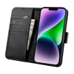 iCarer Wallet Case 2in1 Cover iPhone 14 Plus Anti-RFID bőr Flip Case tok, fekete
