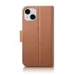 iCarer tárca tok 2in1 Cover iPhone 14 Plus Anti-RFID bőr Flip Case, barna