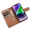 iCarer tárca tok 2in1 Cover iPhone 14 Plus Anti-RFID bőr Flip Case, barna