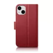 iCarer tárca tok 2in1 Cover iPhone 14 Plus Anti-RFID bőr Flip Cover, piros