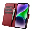 iCarer tárca tok 2in1 Cover iPhone 14 Plus Anti-RFID bőr Flip Cover, piros