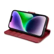 iCarer tárca tok 2in1 Cover iPhone 14 Plus Anti-RFID bőr Flip Cover, piros