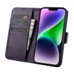 iCarer tárca tok 2in1 Cover iPhone 14 Plus Anti-RFID bőr Flip Case, lila
