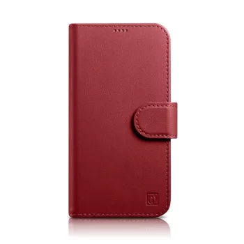   iCarer tárca tok 2in1 Cover iPhone 14 Pro Max bőr Flip Cover Anti-RFID, piros