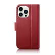 iCarer tárca tok 2in1 Cover iPhone 14 Pro Max bőr Flip Cover Anti-RFID, piros