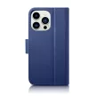 iCarer Wallet Case 2in1 Cover iPhone 14 Pro Max bőr Flip Case Anti-RFID tok, kék