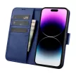 iCarer Wallet Case 2in1 Cover iPhone 14 Pro Max bőr Flip Case Anti-RFID tok, kék