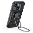 Joyroom Dual Hinge tok iPhone 14 Armor Case állvánnyal és gyűrűtartóval, fekete