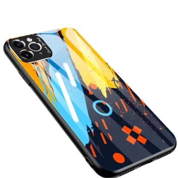   Color Glass Case Durable Cover üveg tok kamerafedéllel iPhone 11 Pro Max minta 1, színes