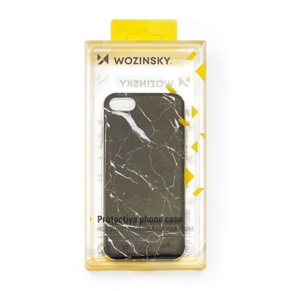 Wozinsky Marble cover Samsung Galaxy A12/M12 márvány mintás hátlap, tok, fekete