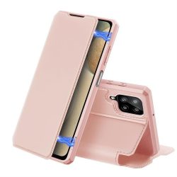   Dux Ducis Skin X Samsung Galaxy A12/M12 oldalra nyíló tok, rózsaszín