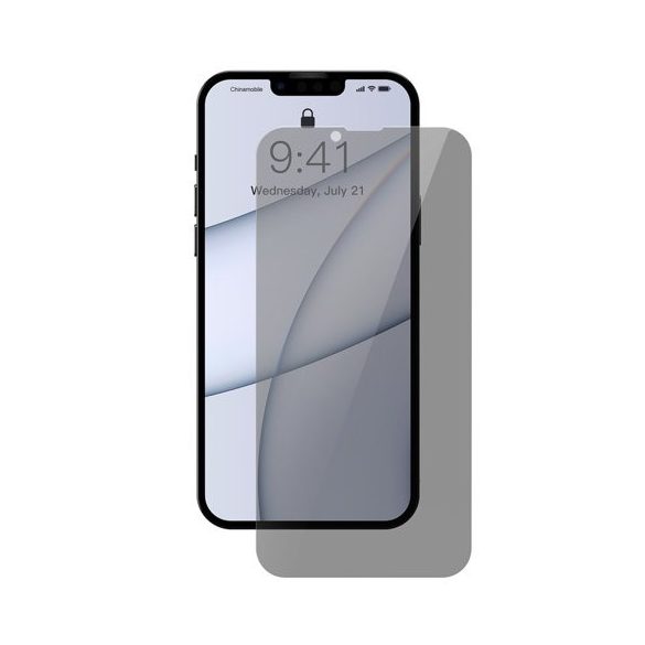 Baseus iPhone 13 Pro Max 0.3mm, 3D Full screen Anti Spy Tempered Glass, teljes kijelzős üvegfólia, fekete