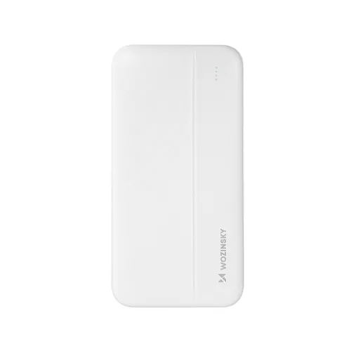 Wozinsky Li-Po WPBWE1 Powerbank, hordozható külső akkumulátor 2xUSB-A/USB-C/Micro-USB, 10000 mAh, fehér