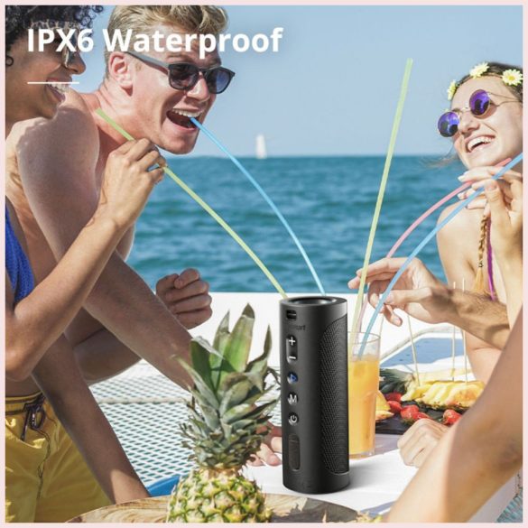 Tronsmart T6 Pro LED Bluetooth 5.0, Speaker, hordozható hangszóró, vízálló, 45W, 10400mAh, fekete