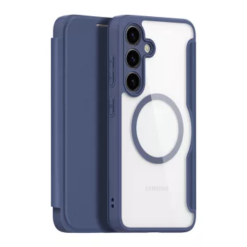   Dux Ducis Skin Pro Samsung Galaxy S24 Plus MagSafe oldalra nyíló tok, sötétkék