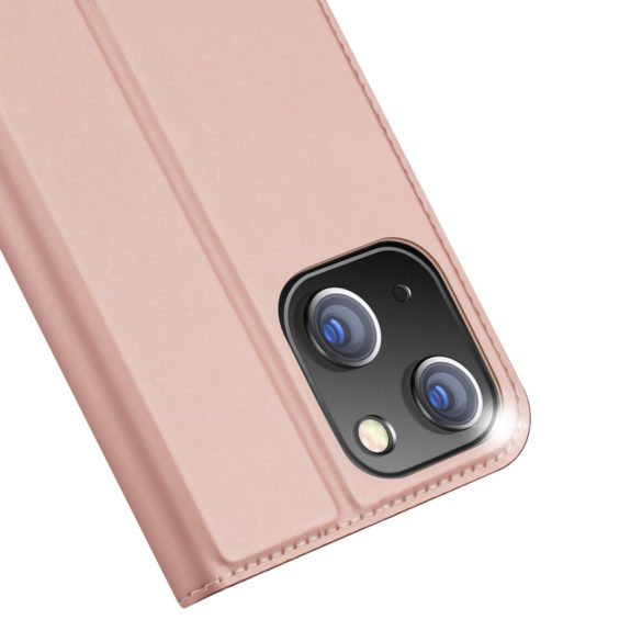 Dux Ducis Skin Pro iPhone 15 oldalra nyíló tok, rozé arany