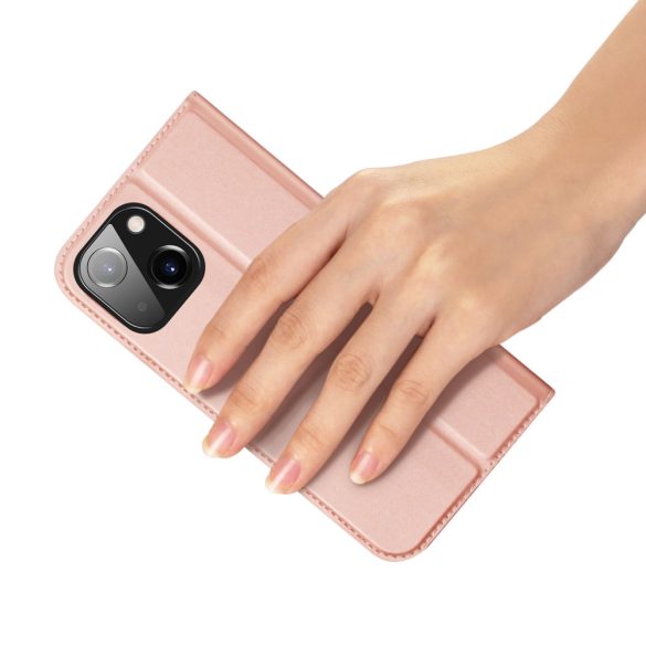 Dux Ducis Skin Pro iPhone 15 Pro oldalra nyíló tok, rozé arany