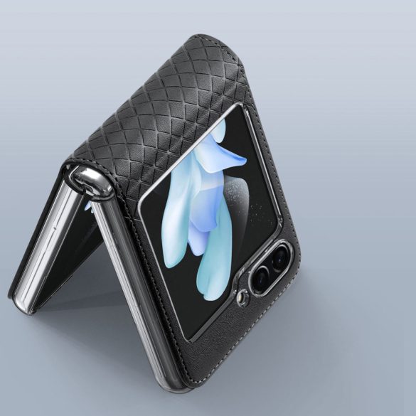 Dux Ducis Flip Leather Case Samsung Galaxy Z Flip 5 eredeti bőr hátlap, tok, fekete