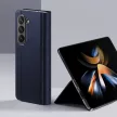 Dux Ducis Bril Samsung Galaxy Z Fold 5 eredeti bőr oldalra nyíló tok, sötétkék