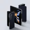 Dux Ducis Bril Samsung Galaxy Z Fold 5 eredeti bőr oldalra nyíló tok, sötétkék