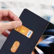 Dux Ducis Bril Samsung Galaxy Z Fold 5 eredeti bőr oldalra nyíló tok, sötétkék