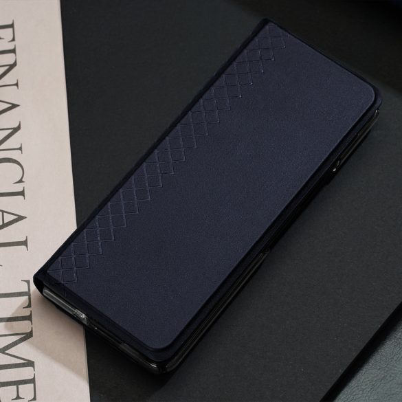 Dux Ducis Bril Samsung Galaxy Z Fold 5 eredeti bőr oldalra nyíló tok, sötétkék