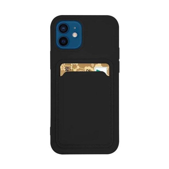 Card Case Silicone iPhone 13 Mini hátlap, tok, fekete