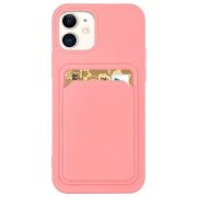 Card Case Silicone iPhone 13 Mini hátlap, tok, rózsaszín