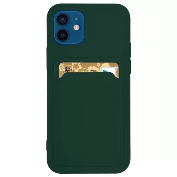   Card Case Silicone Samsung Galaxy A32 5G hátlap, tok, sötétzöld