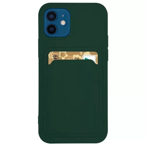 Card Case Silicone Samsung Galaxy A32 5G hátlap, tok, sötétzöld