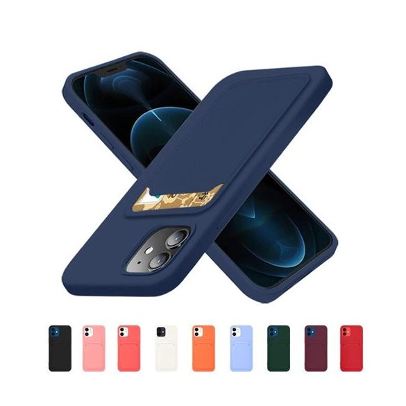 Card Case Silicone Samsung Galaxy A32 4G hátlap, tok, sötétzöld