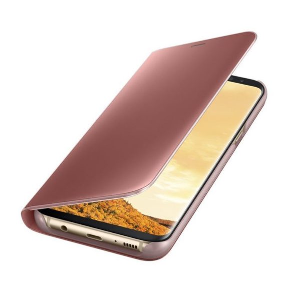 Clear View Case Cover Samsung Galaxy A32 5G/A13 5G oldalra nyíló tok, tok, rózsaszín