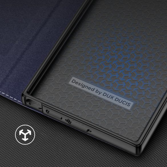 Dux Ducis Skin X2 Samsung Galaxy S23 Ultra oldalra nyíló hátlap, tok, sötétkék