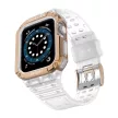 Protect óraszíj Band Apple Watch 7/SE, 38/40/41mm ütésálló tok és óraszíj, fehér-rozéarany