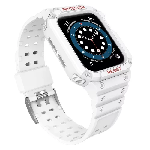 Protect óraszíj Band Apple Watch 7/SE, 38/40/41mm ütésálló tok és óraszíj, fehér