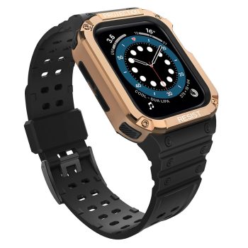   Protect óraszíj Band Apple Watch 2/3/4/5/6/7/SE, 42/44/45mm ütésálló tok és óraszíj, fekete-rozéarany