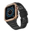Protect óraszíj Band Apple Watch 2/3/4/5/6/7/SE, 42/44/45mm ütésálló tok és óraszíj, fekete-rozéarany