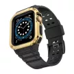 Protect óraszíj Band Apple Watch 7/SE, 42/44/45mm ütésálló tok és óraszíj, fekete-arany