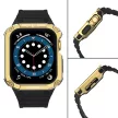 Protect óraszíj Band Apple Watch 7/SE, 42/44/45mm ütésálló tok és óraszíj, fekete-arany
